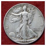 1938 D Walking Liberty Silver Half
