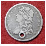 1835 Bust Silver Quarter - holed