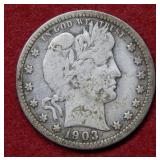 1903 O Barber Silver Quarter