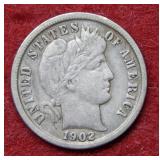 1902 Barber Silver Dime