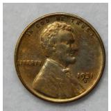 1931 S Lincoln Wheat Cent - cleaned
