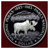 1985 Canada Moose Silver Dollar Coin - proof