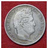 1831 France 5 Franc Silver Coin