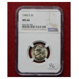 1945 S Jefferson Nickel NGC MS66