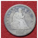 1856 S Seated Liberty Silver Quarter