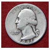 1941 Double D "In God" Washington Silver Quarter