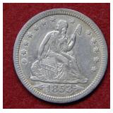 1853 Seated Liberty Silver Quarter
