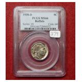 1938 D Buffalo Nickel PCGS MS66