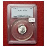 1949 S Roosevelt Silver Dime PCGS MS66