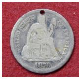 1876 Love Token - seated liberty dime