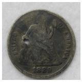 1889 Seated Liberty Dime Love Token