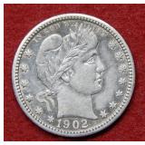 1902 Barber Silver Quarter