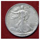 1938 D Walking Liberty Silver Half Dollar