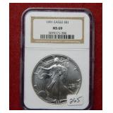 1991 Silver Eagle 1oz NGC MS69