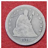 1877 CC Seated Liberty Silver Quarter