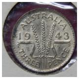 1943 Australia Silver Three Pence