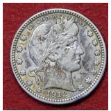 1912 Barber Silver Quarter