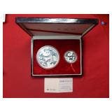1987 China Panda & 5oz .999 Bullion Panda