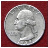 1939 S Washington Silver Quarter
