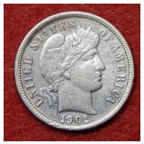 1901 O Barber Silver Dime - cleaned