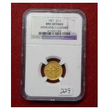 1851 $2.5 Gold Coin NGC UNC Details