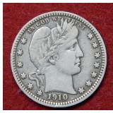 1910 Barber Silver Quarter