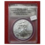 2020(P) Silver Eagle 1oz ANACS MS70