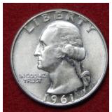 1961 Double D Washington Silver Quarter