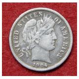 1904 Barber Silver Dime