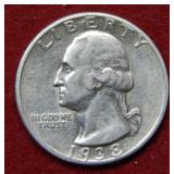 1938 S Washington Silver Quarter