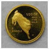 1987 Singapore 1/20oz .999 Gold Bullion