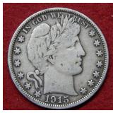 1915 D Barber Half Dollar Coin