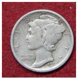 1917 S Mercury Silver Dime