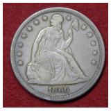 1860 O Seated Liberty Silver Dollar - no motto
