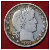 1907 Barber Silver Half Dollar