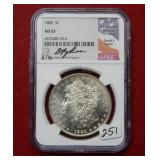 1885 Morgan Silver Dollar NGC MS63