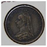 1887 Great Britain Six Pence Coin