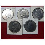 Lot of Five Eisenhower Dollars
