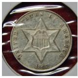 1862 Silver Three Cent Piece