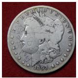 1893 Morgan Silver Dollar - Grafitti