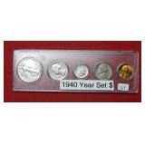 1940 Silver Year Set of US Coins