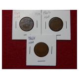 1864-1865-1868 Two Cent Pieces