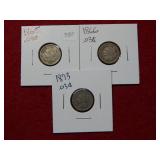 1865-1866-1873 Three Cent Nickels