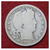 1897 O Barber Silver Quarter