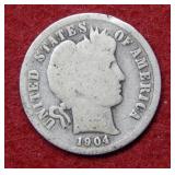 1904 S Barber Silver Dime