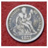1875 CC Seated Liberty Silver Dime