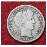 1912 S Barber Silver Dime