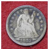 1853 Seated Liberty Silver Dime