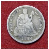 1868 Seated Liberty Silver Dime