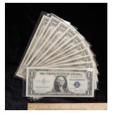 (10) Sequential 1935 D Silver Certificates- Crisp